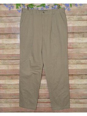 VTG Lucchese Dress Slacks Pants Tall Mens 37 x 34 Khaki Western 100% Cotton